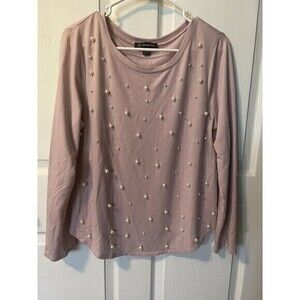 INC‎ Light Pink Pullover Sweater with Imitation Pearl Accents women-Size Medium